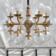 Extra Large Brass Chandelier: Mid-Century Italian 19-Bulb Pendant Light