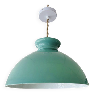 Suspension opaline vintage vert d'eau