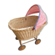 Doll cradle on wicker wheels