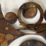 Brutalist metal wall sculpture by Henrik Horst, Denmark, circa 1970.