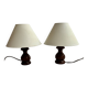 Pair of vintage turned wooden lamps