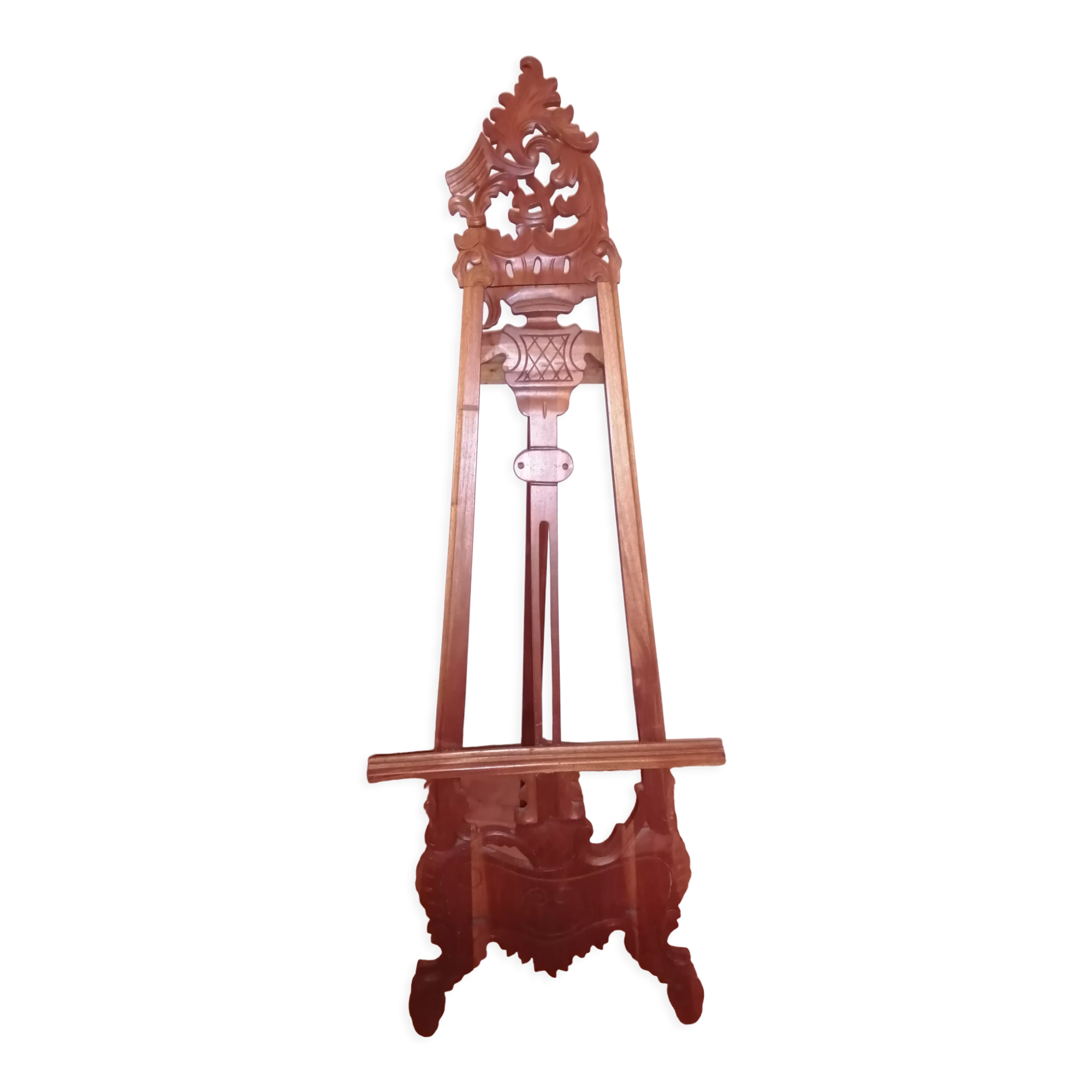 Easel in exotic carved wood, art nouveau style