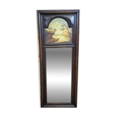 Large trumeau in natural wood with oil painting on panel.