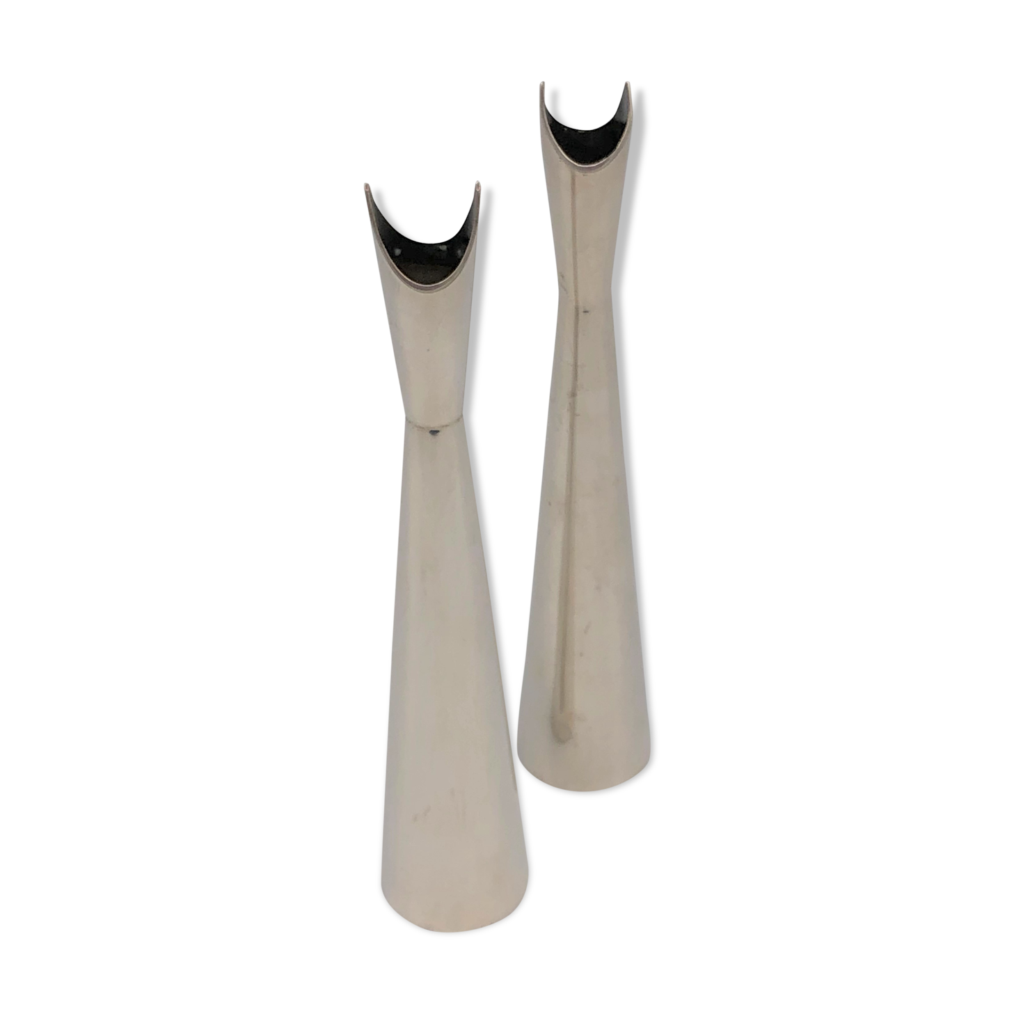 Pair of vases soliflore model "Cardinal", by Lino Sabbatini for Christofle, 1950s