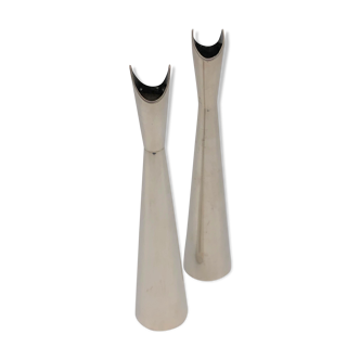 Pair of vases soliflore model "Cardinal", by Lino Sabbatini for Christofle, 1950s
