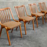 Set of 4 fabric chairs by Ton Bystrice 1960
