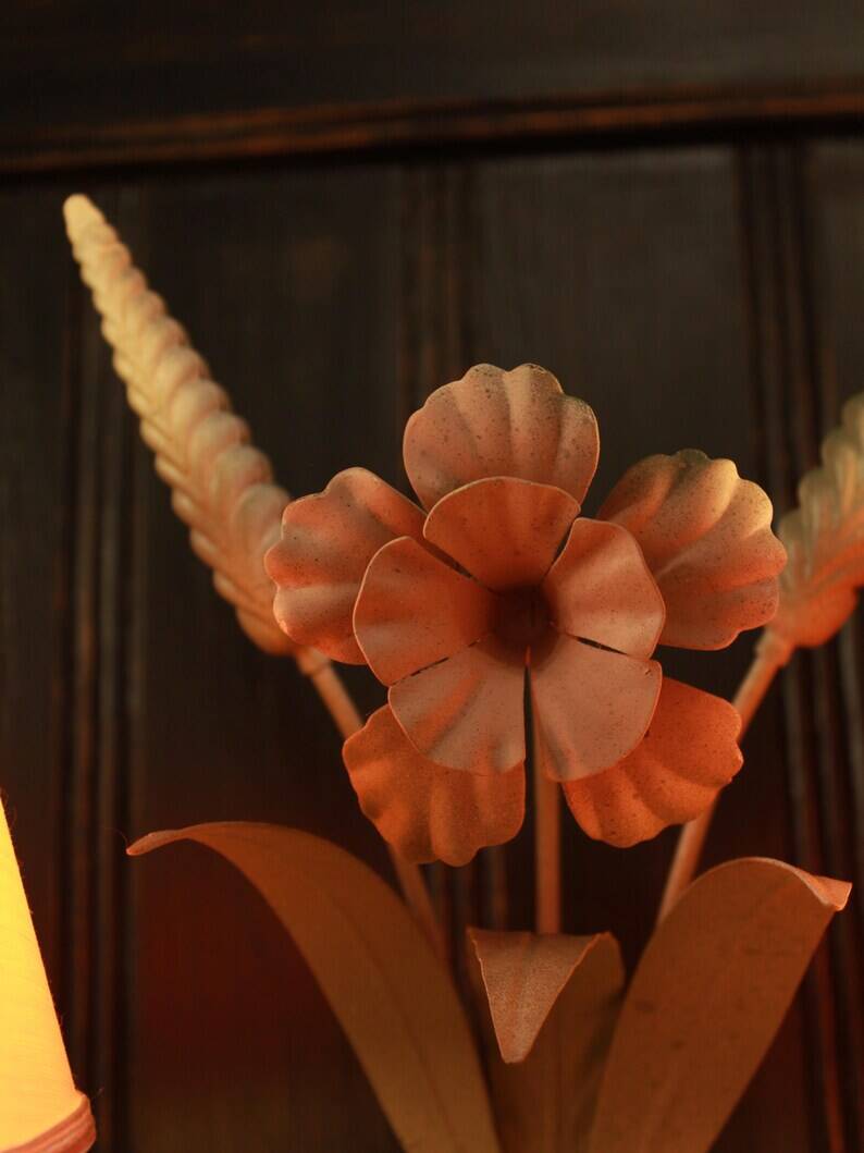 Applique murale florale vintage à deux lumières