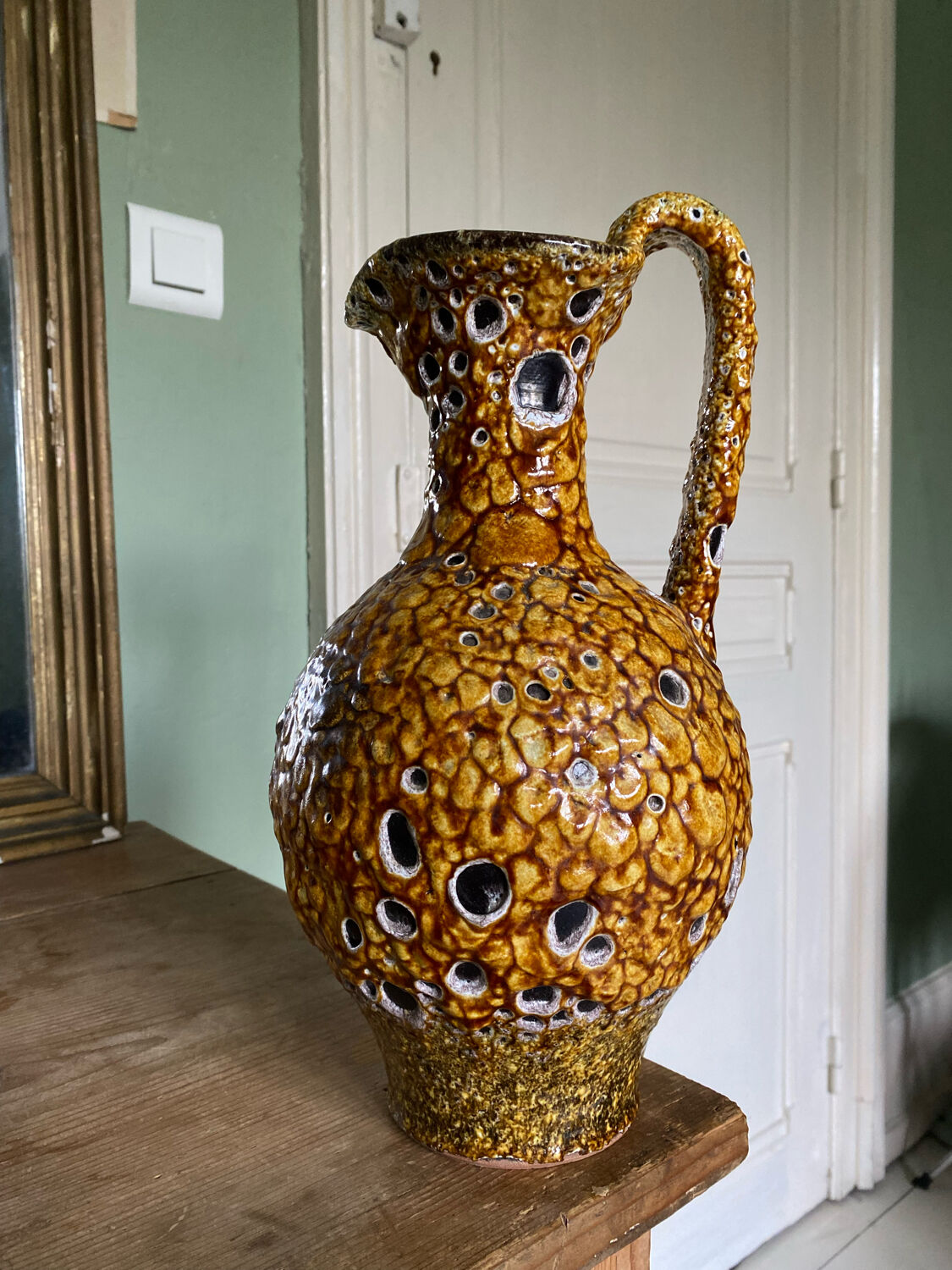 Fat lava vase signed henri collioure 1978