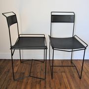 Paire de chaises acier métal perforé design années 80