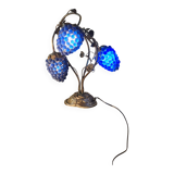 Living room lamp bronze 1980 venice murano glass blue fruit, 47x34