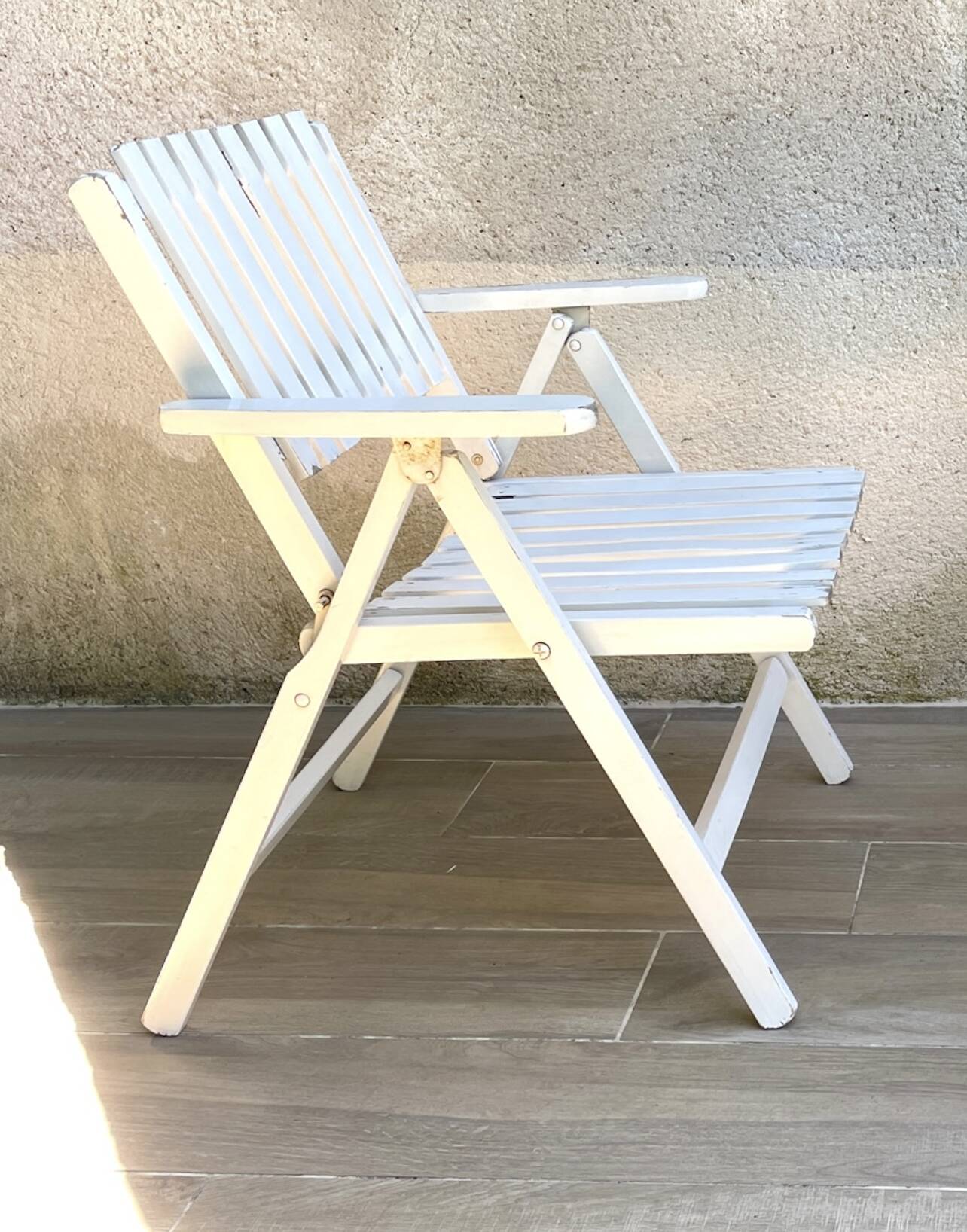 Pair of vintage wooden garden armchairs by r.gleizes