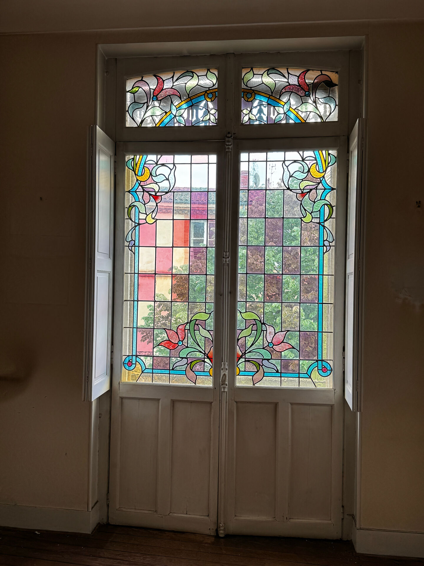 Window doors stained glass