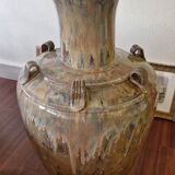 Large handled jar in glazed terracotta