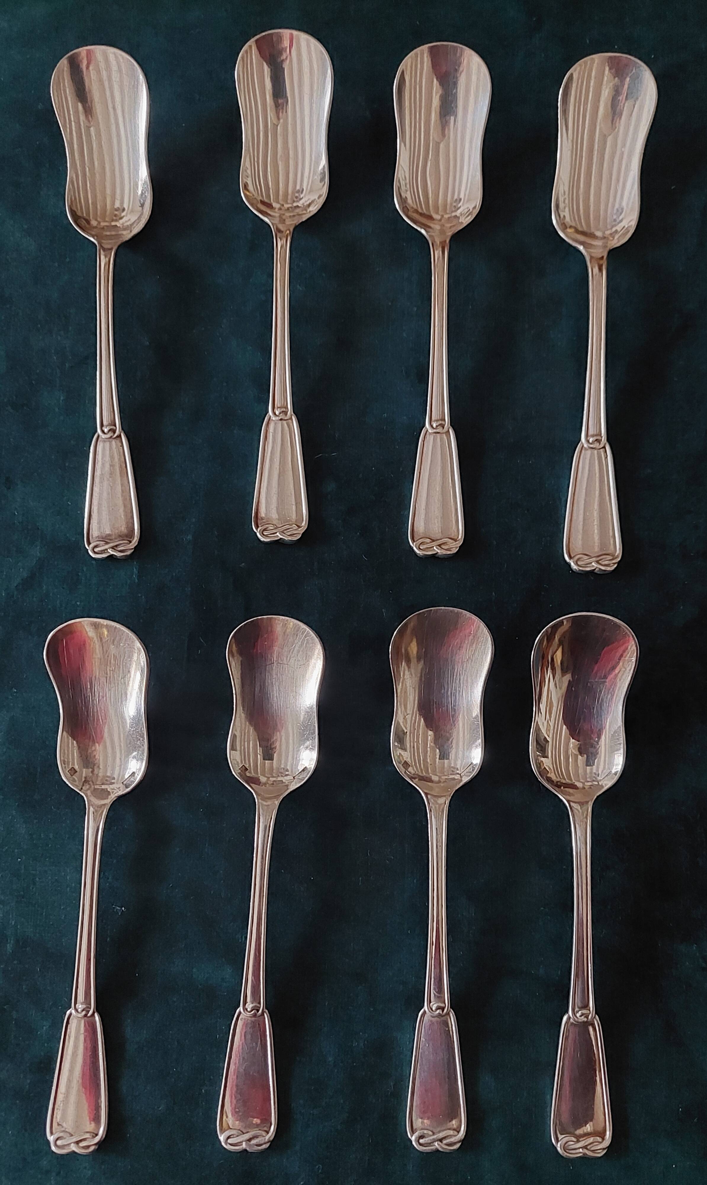 Christofle silver-plated hors d'oeuvre or dessert spoons with Bala hallmark