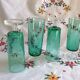 Set de 4 flûtes en verre vert années 70 Luminarc Arcoroc