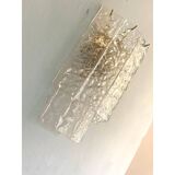 Pair of Contemporary Hammered Strips ”Listelli” Murano Glass Gold Wall Sconces by Simoeng