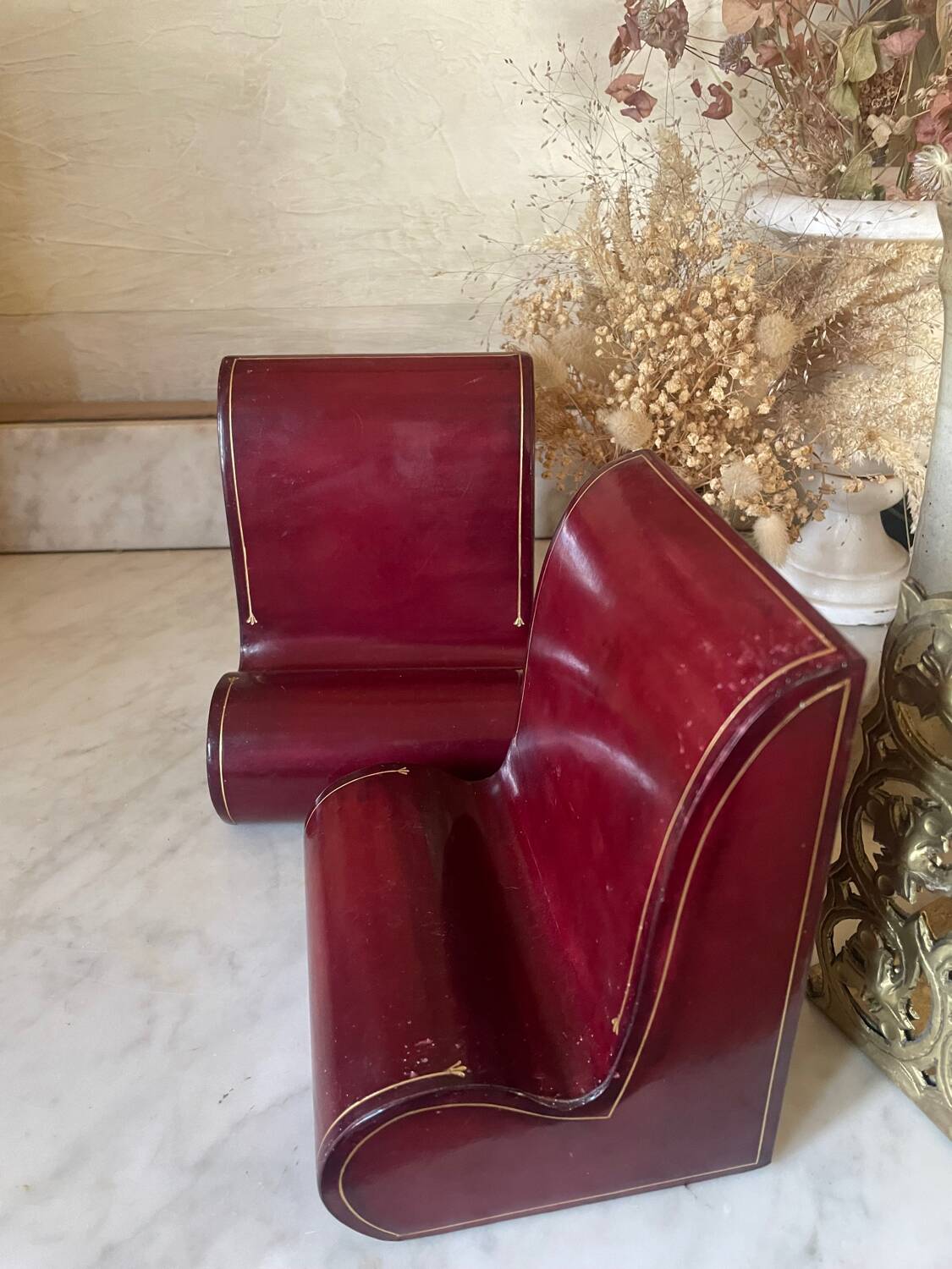 Pair of Italian leather bookends from the 60s