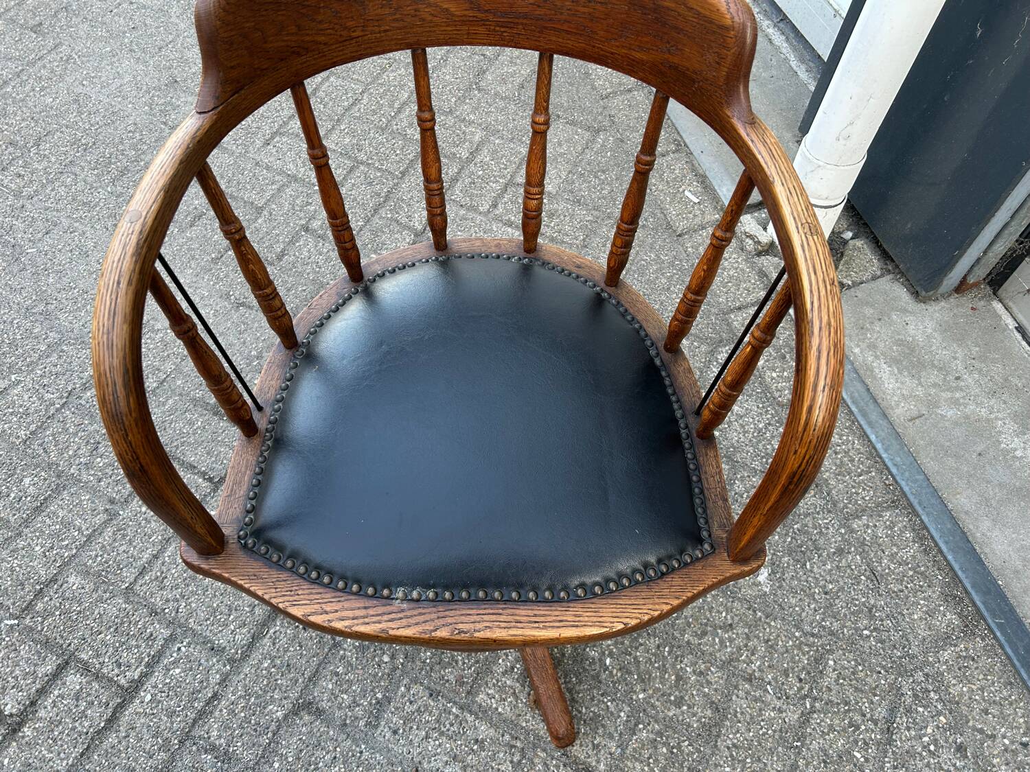 Antieke Eikenhouten Bureaustoel