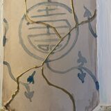 Painting signed “Japanese Kintsugi vase” mixed media + iridescent gold