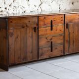 Enfilade by Silvio Coppola in stained solid wood, 1970.