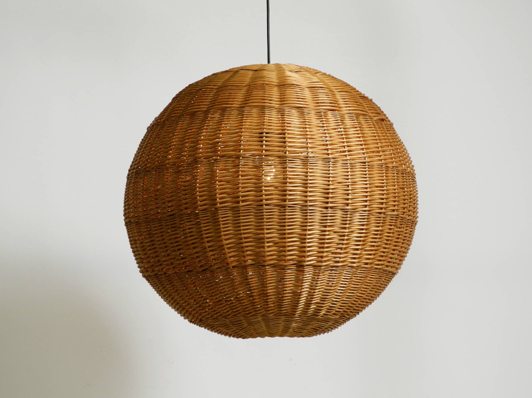 Very rare original XXL rattan ball pendant lamp | Mid Century Modern | Ø 66