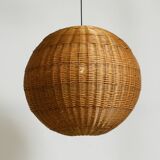 Very rare original XXL rattan ball pendant lamp | Mid Century Modern | Ø 66