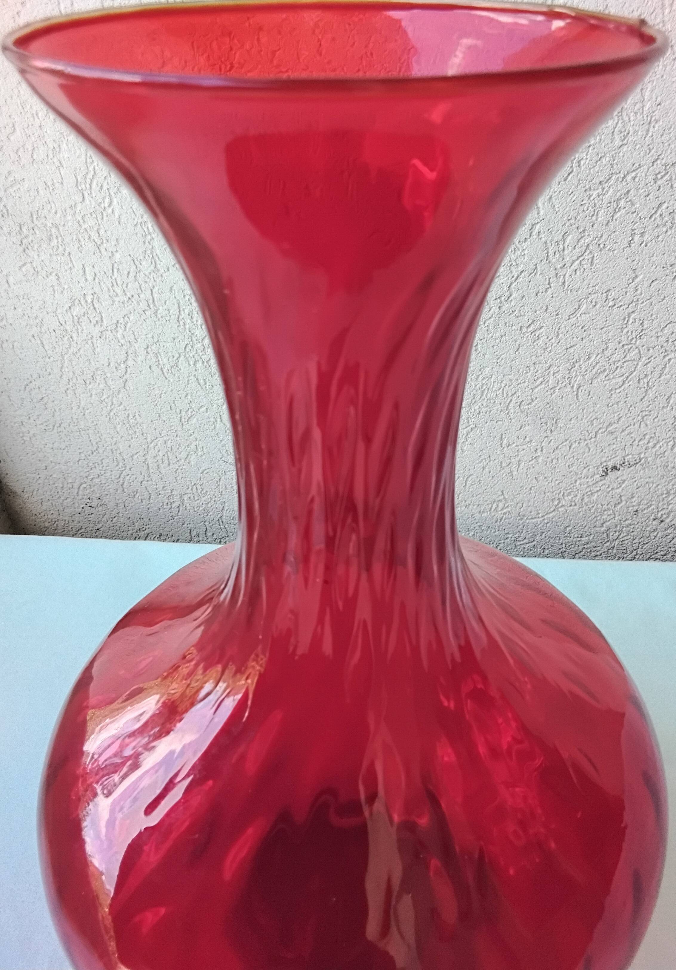 Red glass vase