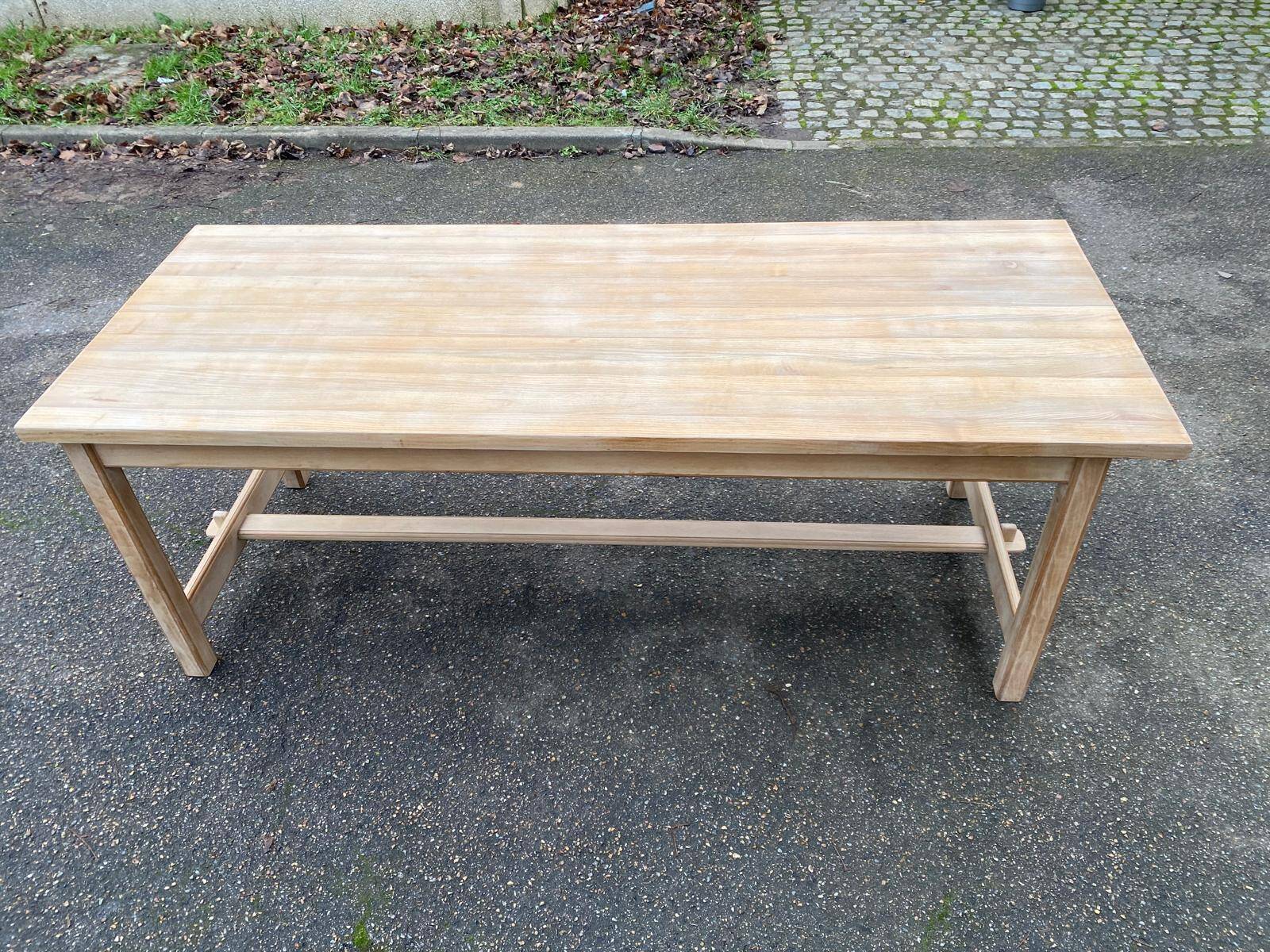 Renovated extendable farmhouse dining table in solid oak, 1950, 200cm.