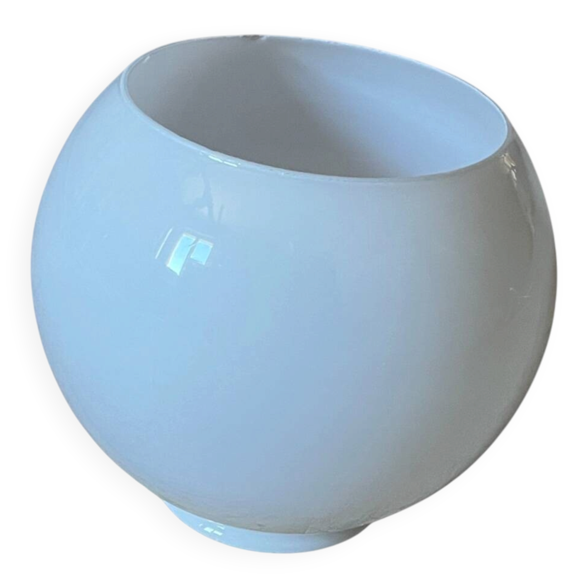 Globe lampshade in white opal, open for wall lamp chandelier, 20 cm.