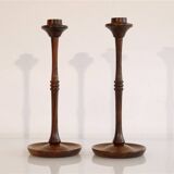 Pair of Scandinavian rosewood candlesticks 1970