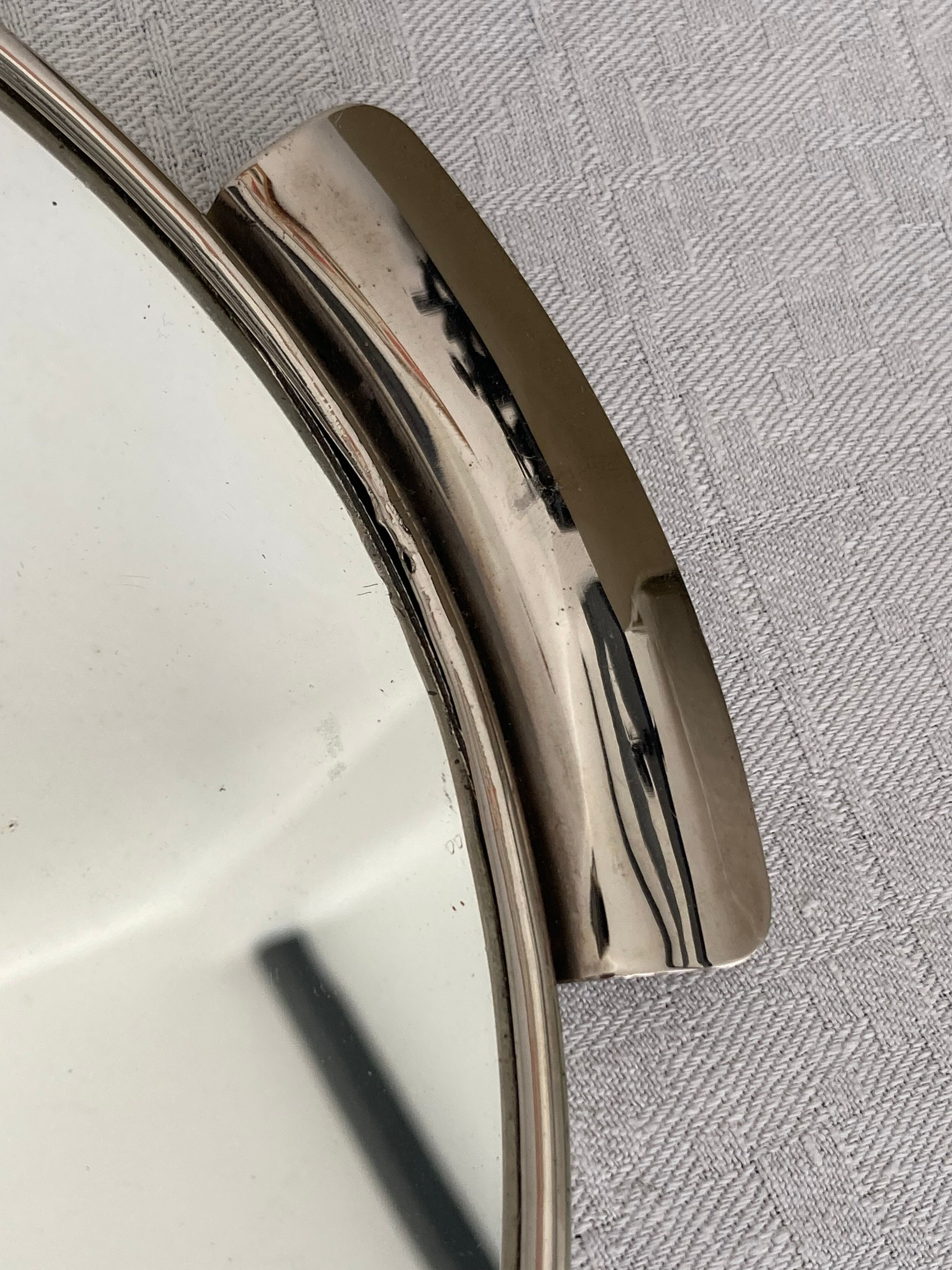 Art Deco top silver metal and mirror