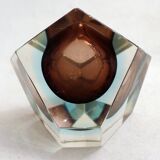 Sommerso faceted ashtray and pocket tray, made of Murano glass.