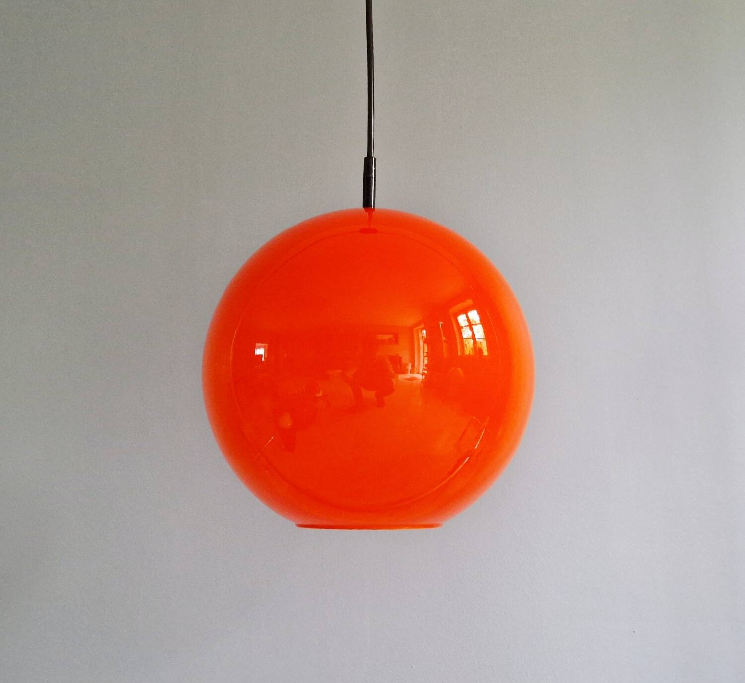 Paire de suspensions Space Age en opaline orange, 1970