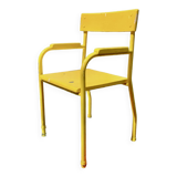 Vintage children's chair in yellow painted wood and metal