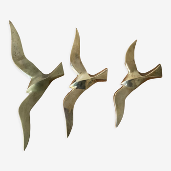 Set of 3 vintage brass birds