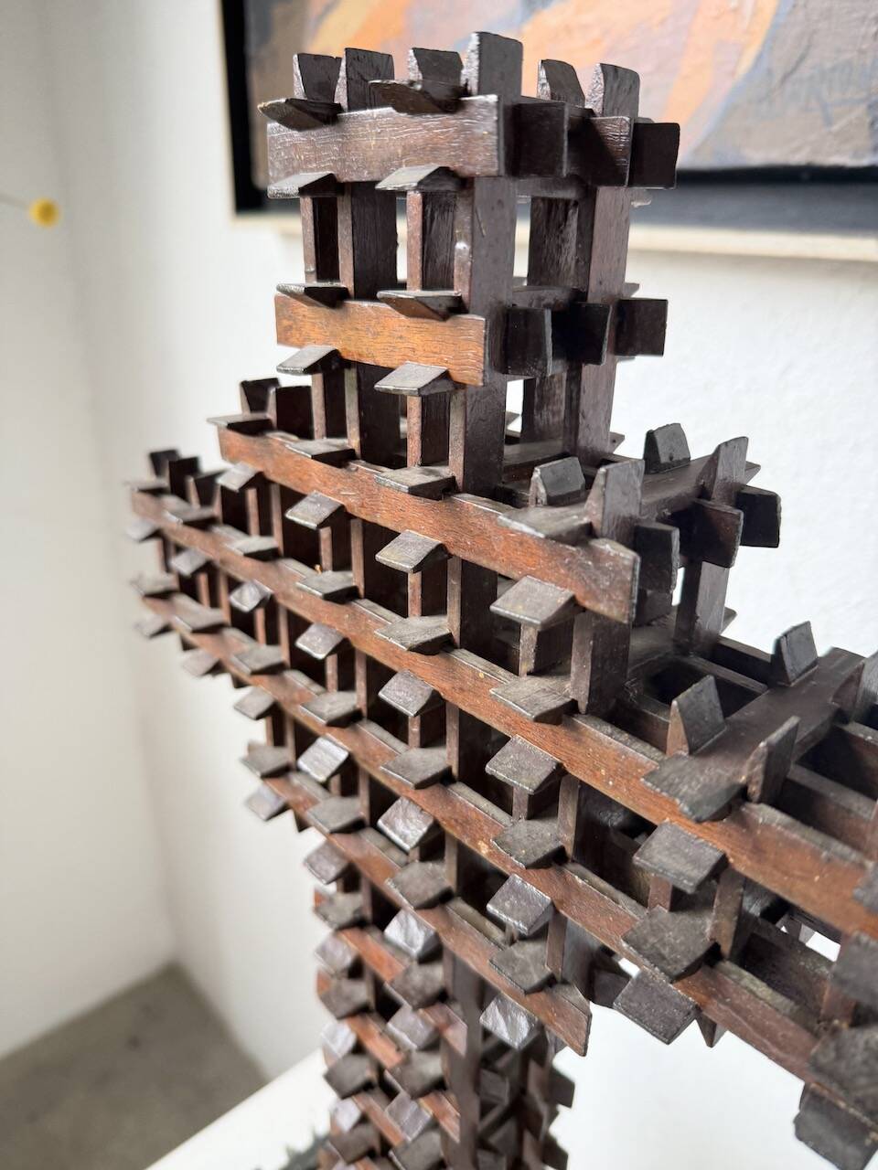 Crucifix sculpture Tramp Art 1900