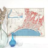 Tourist plan map of Nice 1950 Côte d'Azur