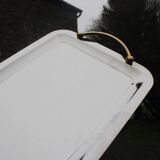 GUY DEGRENNE Serving Tray – Stainless Steel & Brass Handles – France