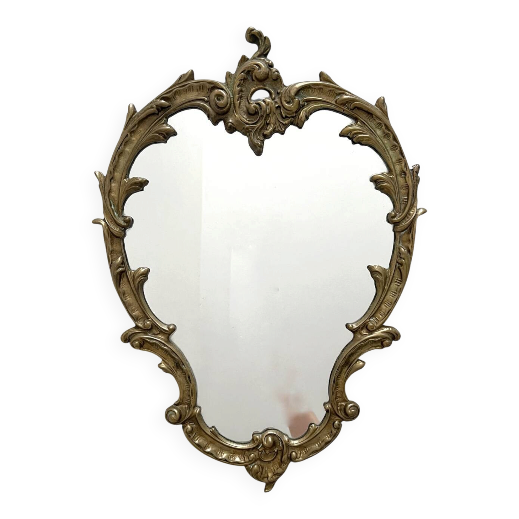 Miroir classique rocaille en laiton doré vintage