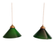 Pair of conical green opaline pendant lights, Art Deco style