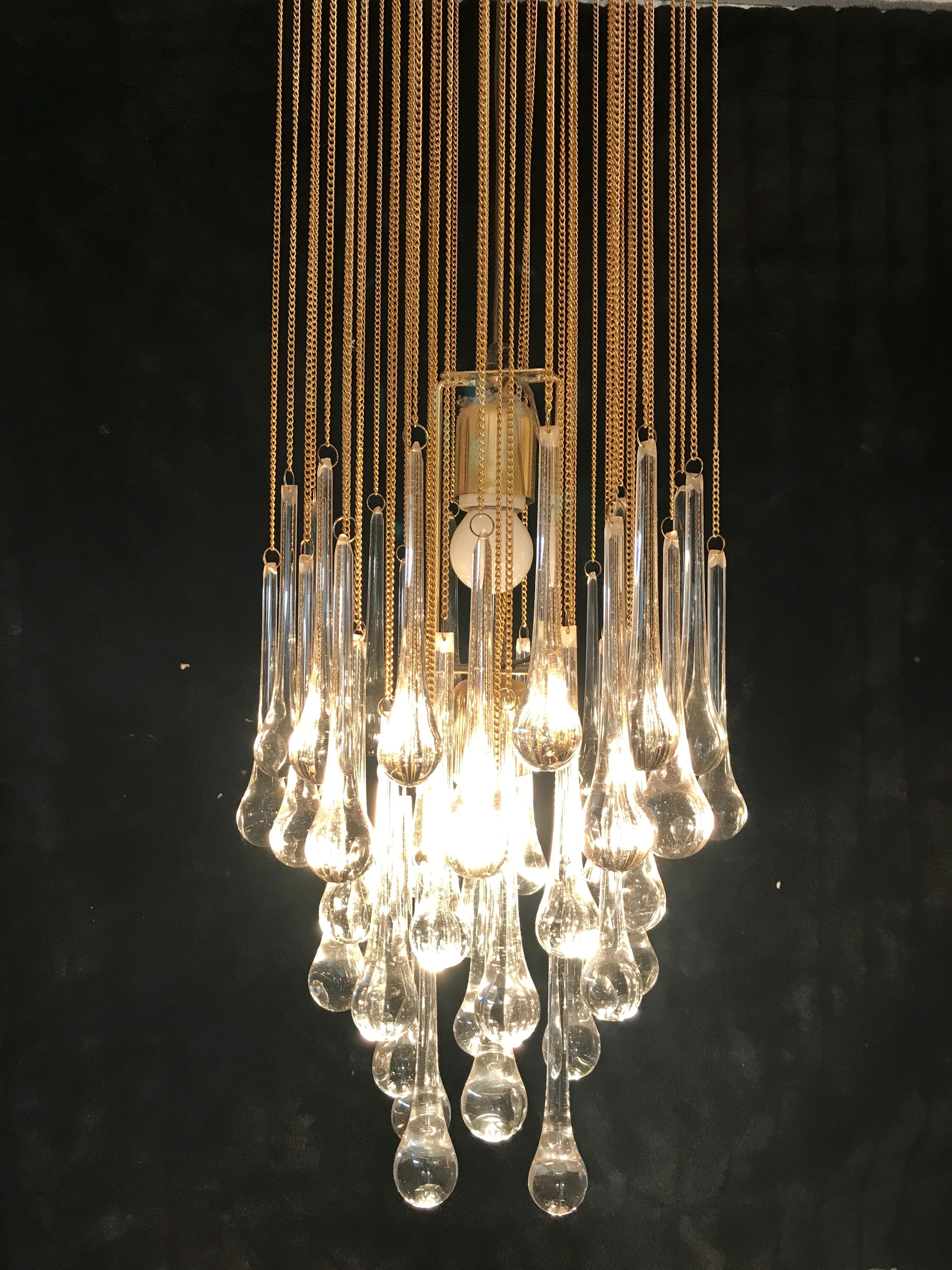Paolo Venini glass drops chandelier 1960