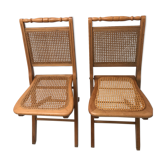 Pair vintage cannesy folding chairs