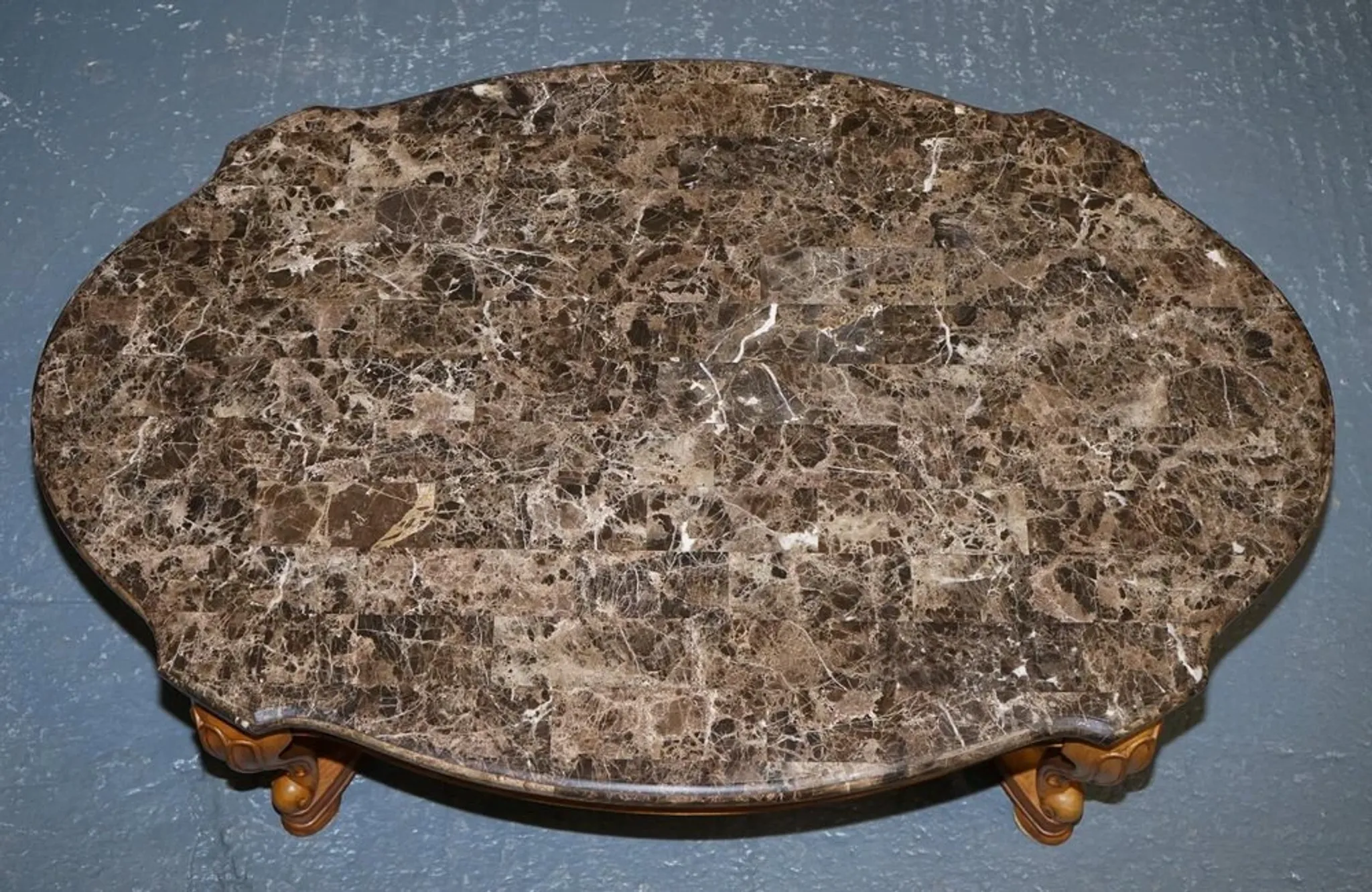 Vintage Style Coffee Table with Faux Marble Top, France