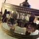 Suspension in enamelled amber glass / vintage 60s-70s