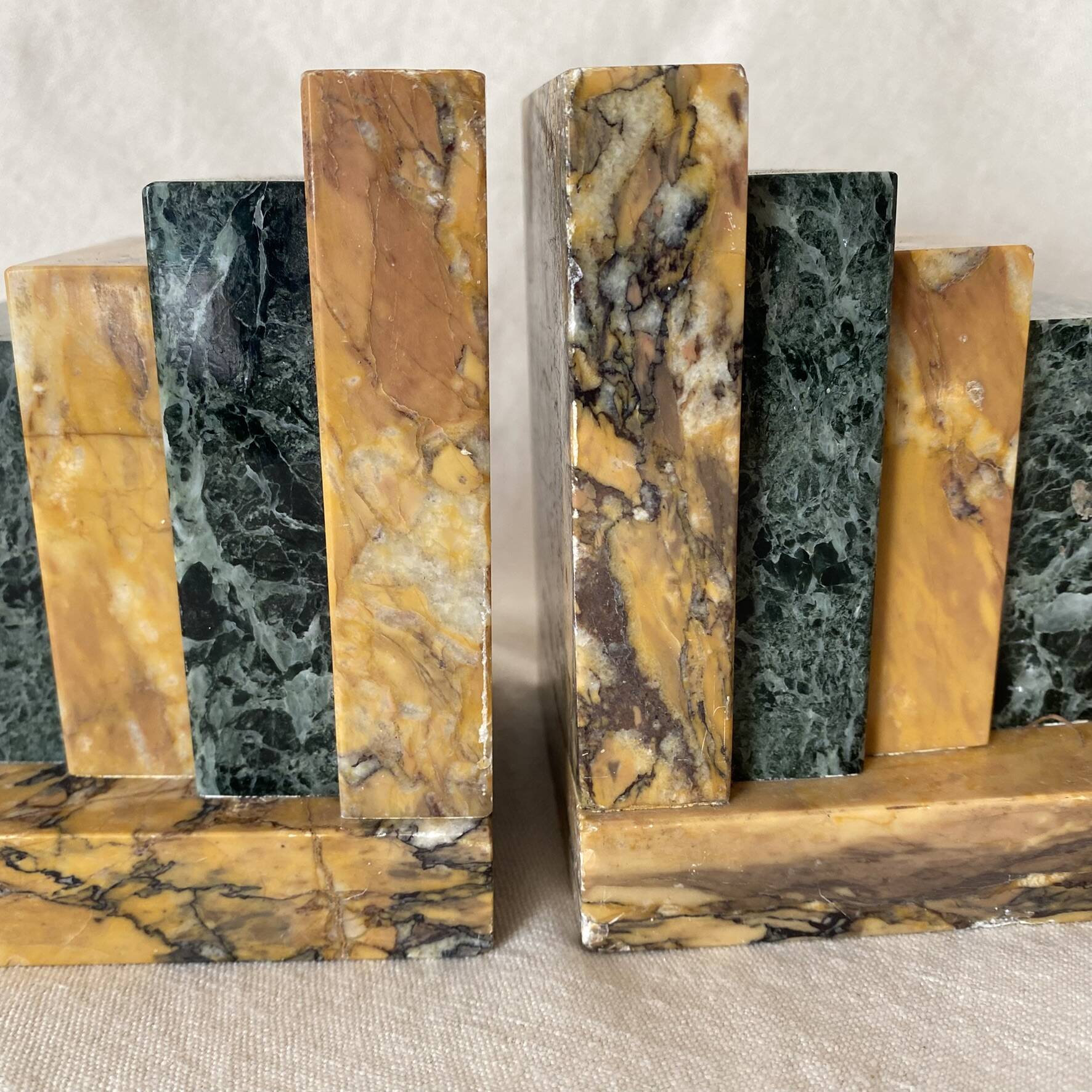 Pair of marble art deco bookends