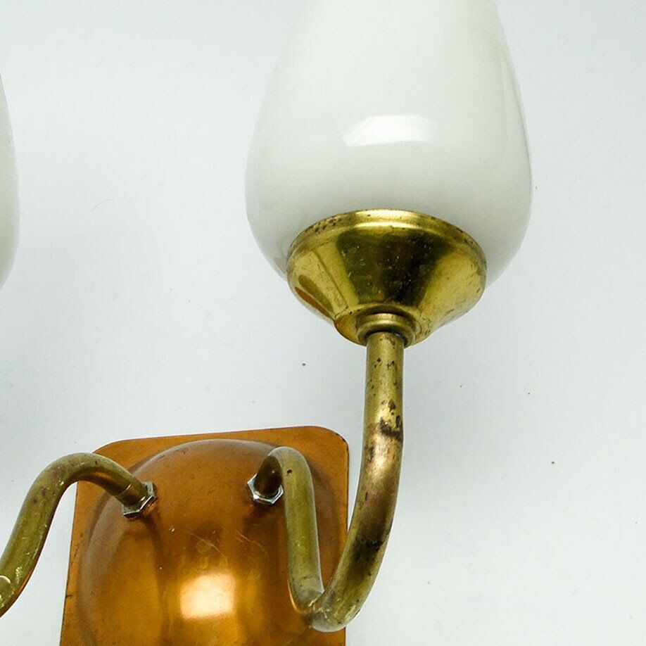 Vintage 2-armed wall lamp in brass, 1970s