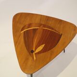 Table vintage tripod marquetry, France 1950 's