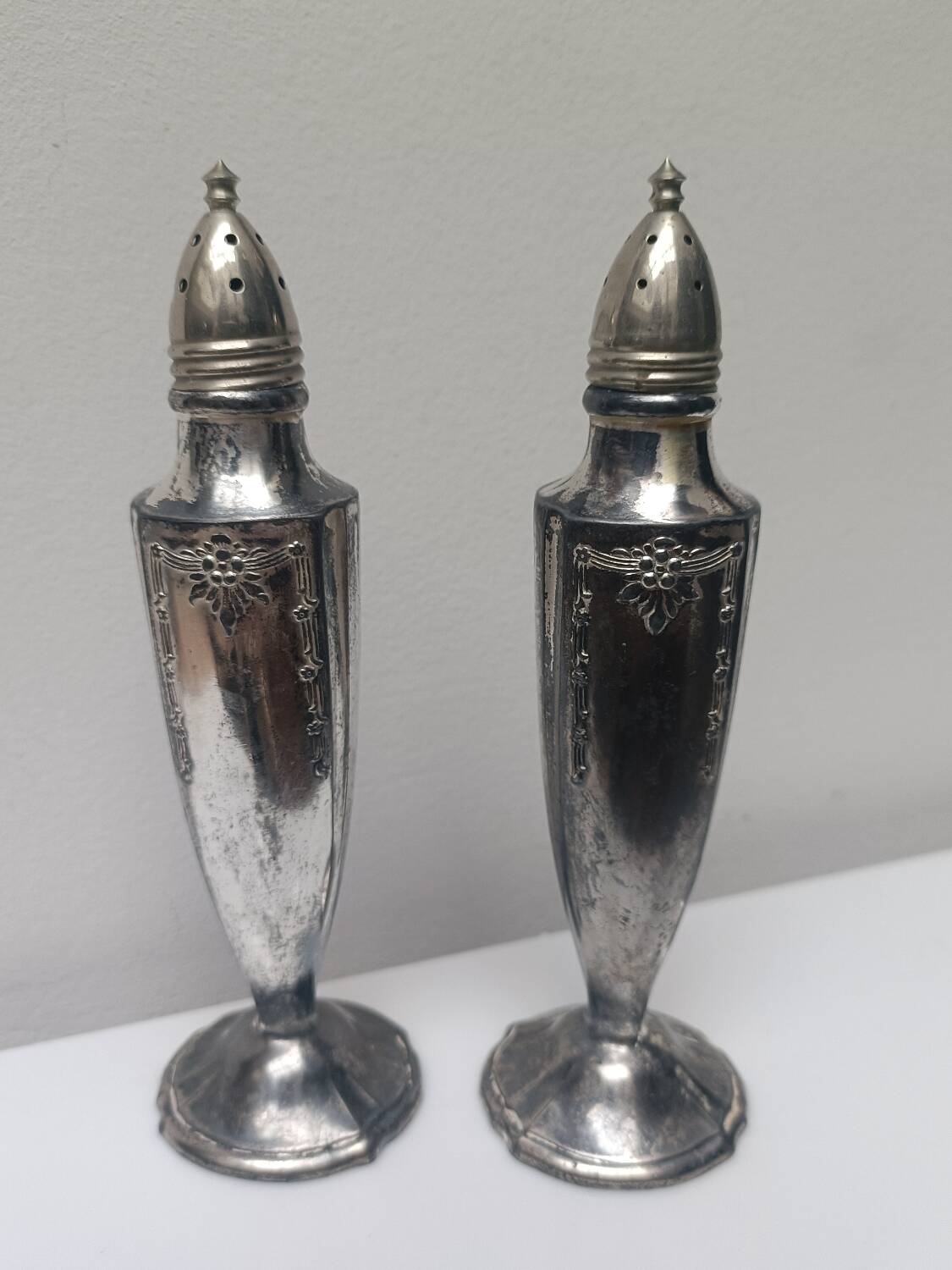 Silver-plated salt and pepper shakers