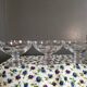 3 Art Deco Champagne Coupes in Engraved Crystal with Daisies