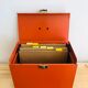 Orange metal storage box